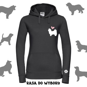 Bluza damska czarna z kształtem psiaka i serduszkiem