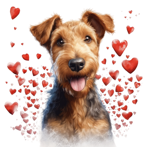 Piesek i serduszka Airedale Terrier