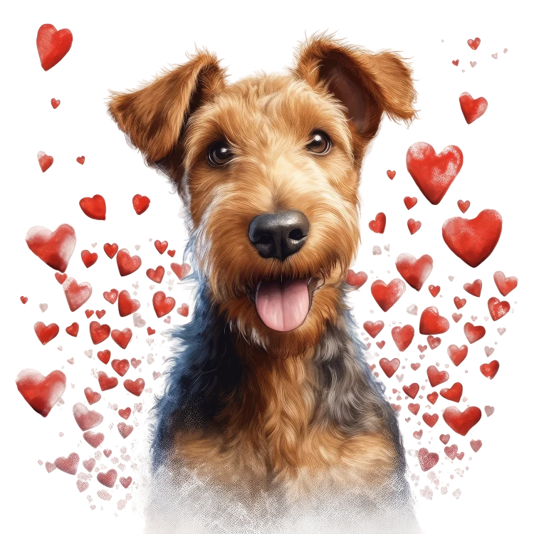 Piesek i serduszka Airedale Terrier