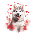 Piesek i serduszka Alaskan Malamute