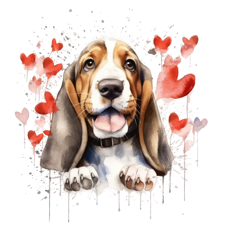 Piesek i serduszka Basset Hound