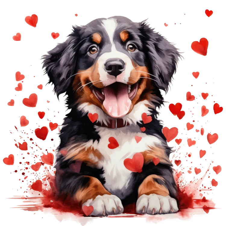 Piesek i serduszka Bernese Mountain Dog