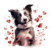 Piesek i serduszka Border Collie