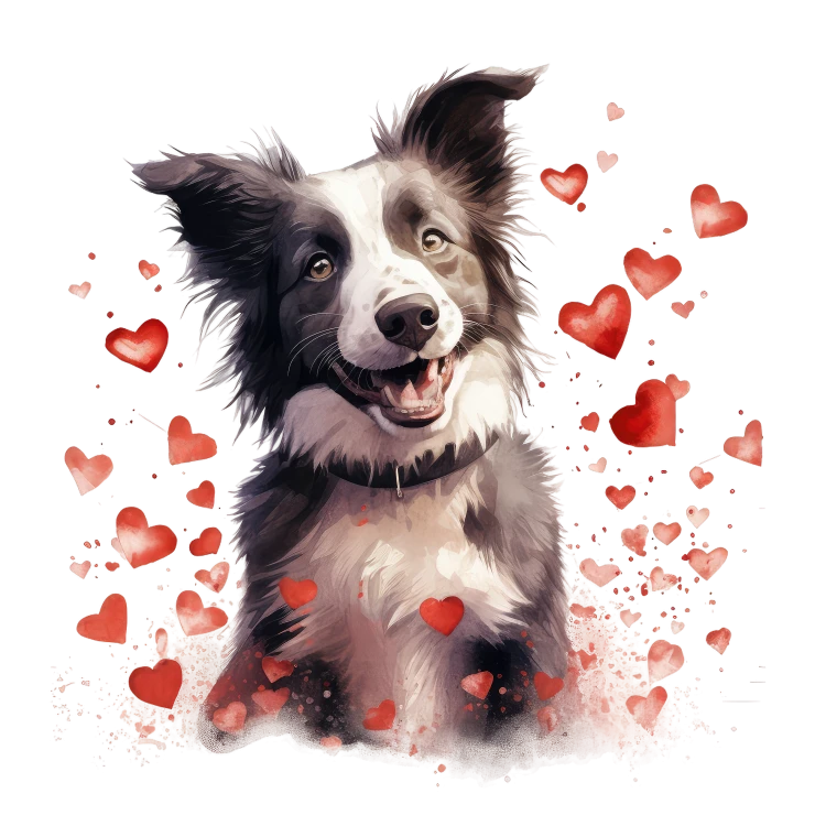 Piesek i serduszka Border Collie