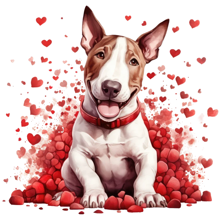 Piesek i serduszka Bull Terrier