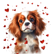 Piesek i serduszka Cavalier King Charles Spaniel