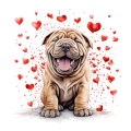 Piesek i serduszka Chinese Shar-Pei