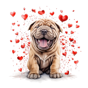 Piesek i serduszka Chinese Shar-Pei