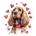 Piesek i serduszka Cocker Spaniel