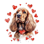 Piesek i serduszka Cocker Spaniel