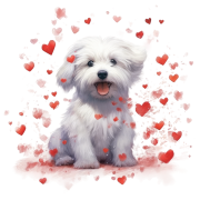 Piesek i serduszka Coton de Tulear