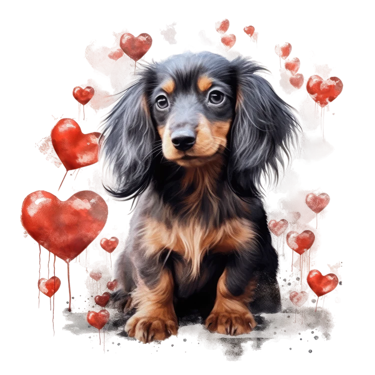 Piesek i serduszka Dachshund