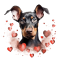 Piesek i serduszka Doberman