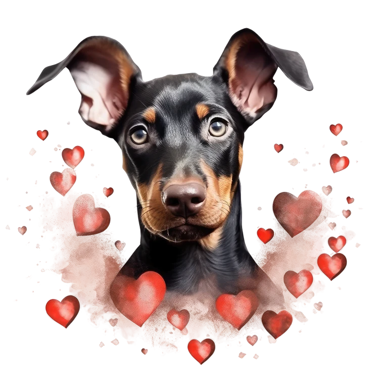 Piesek i serduszka Doberman