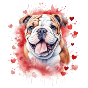 Piesek i serduszka English Bulldog