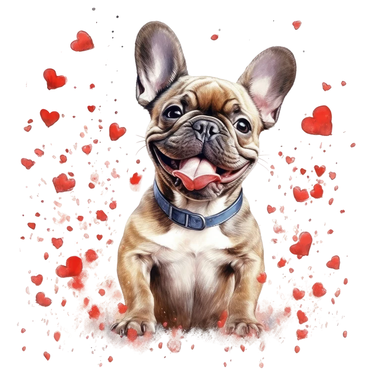Piesek i serduszka French Bulldog