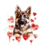 Piesek i serduszka German Shepherd