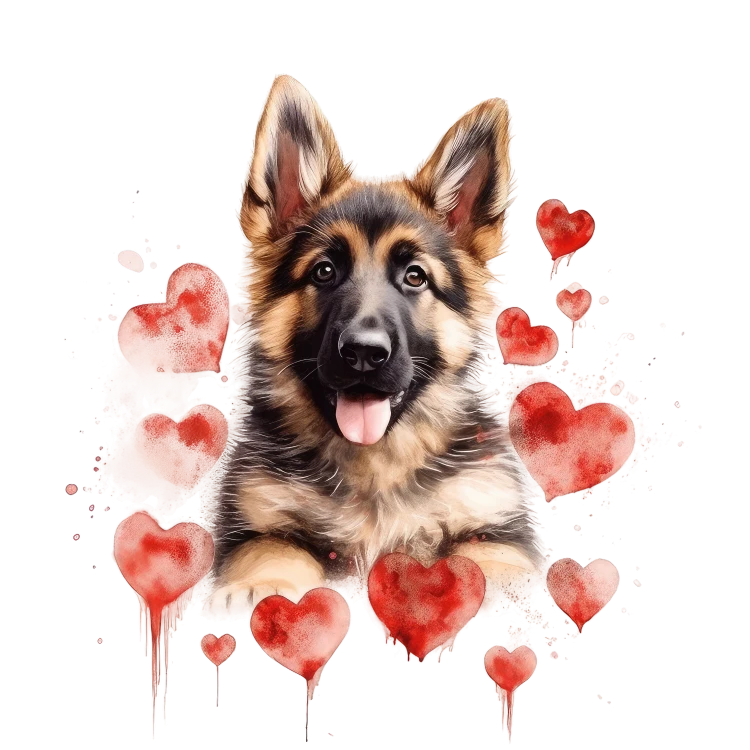 Piesek i serduszka German Shepherd