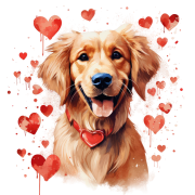 Piesek i serduszka Golden Retriever