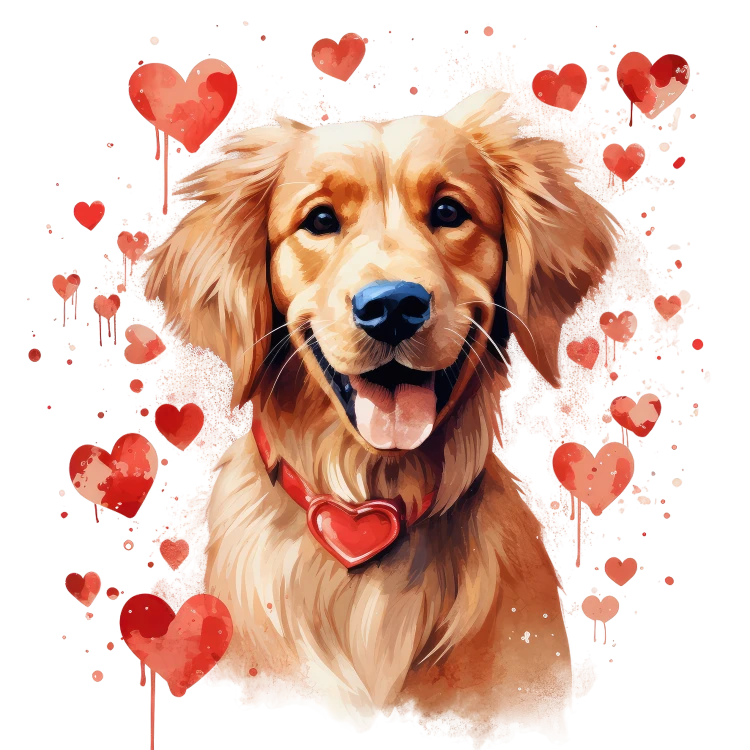 Piesek i serduszka Golden Retriever