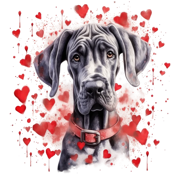 Piesek i serduszka Great Dane