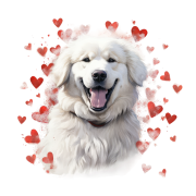 Piesek i serduszka Great Pyrenees