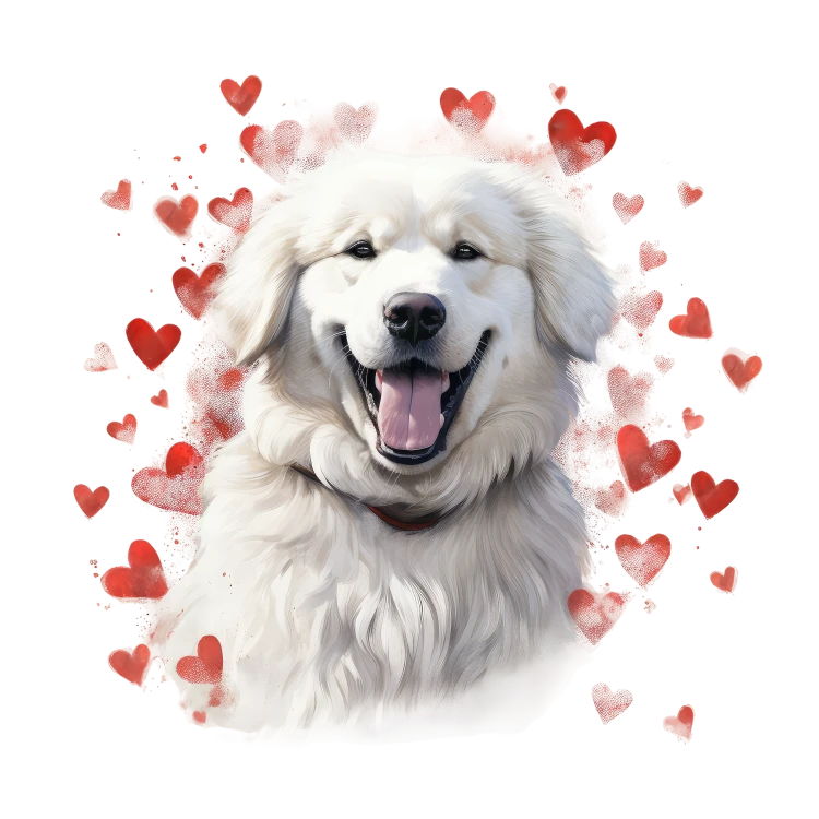 Piesek i serduszka Great Pyrenees