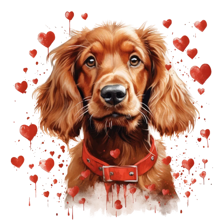 Piesek i serduszka Irish Setter
