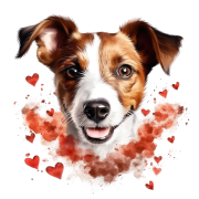 Piesek i serduszka Jack Russell Terrier
