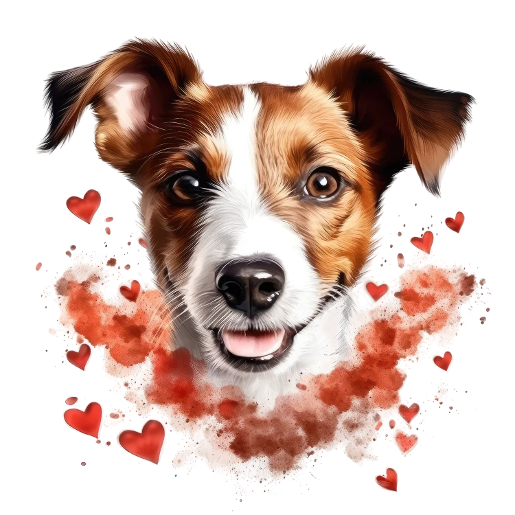 Piesek i serduszka Jack Russell Terrier