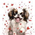 Piesek i serduszka Japanese Chin
