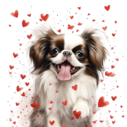 Piesek i serduszka Japanese Chin