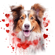 Piesek i serduszka Longhaired Collie