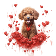 Piesek i serduszka Miniature Poodle