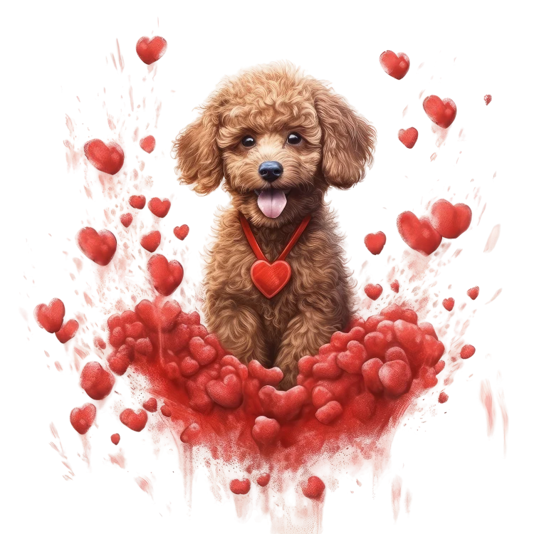 Piesek i serduszka Miniature Poodle