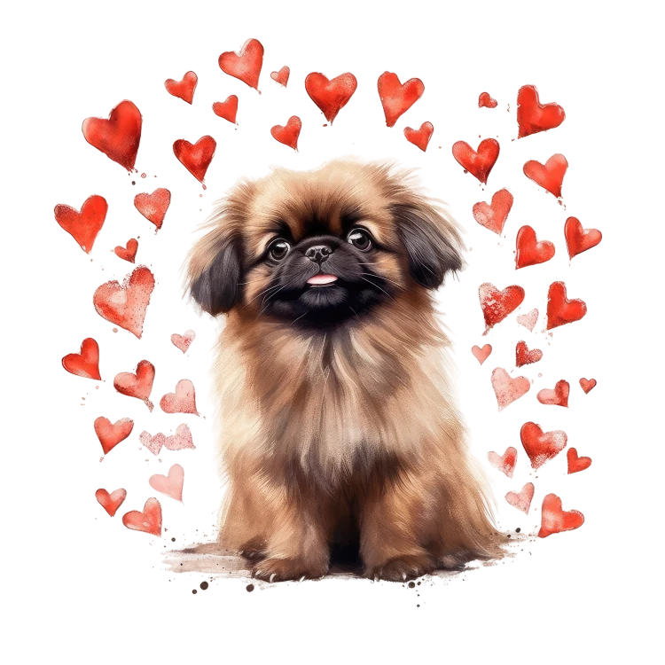 Piesek i serduszka Pekingese