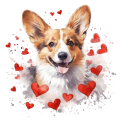 Piesek i serduszka Pembroke Welsh Corgi