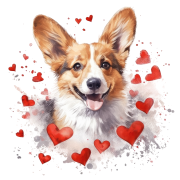 Piesek i serduszka Pembroke Welsh Corgi