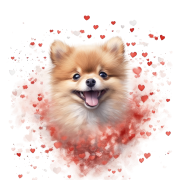 Piesek i serduszka Pomeranian