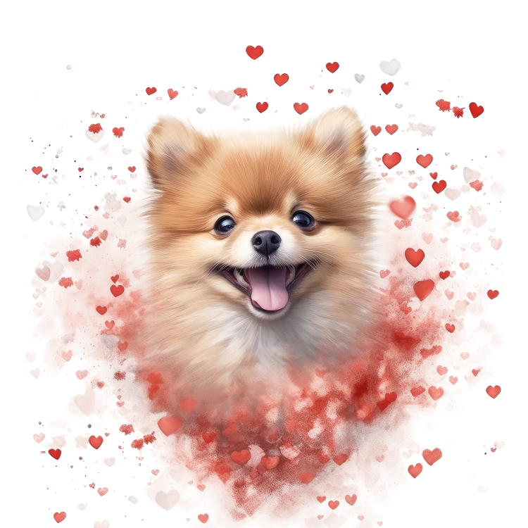 Piesek i serduszka Pomeranian