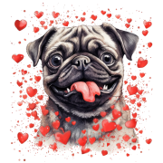 Piesek i serduszka Pug