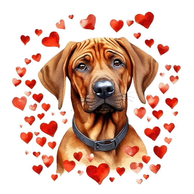 Piesek i serduszka Rhodesian Ridgeback