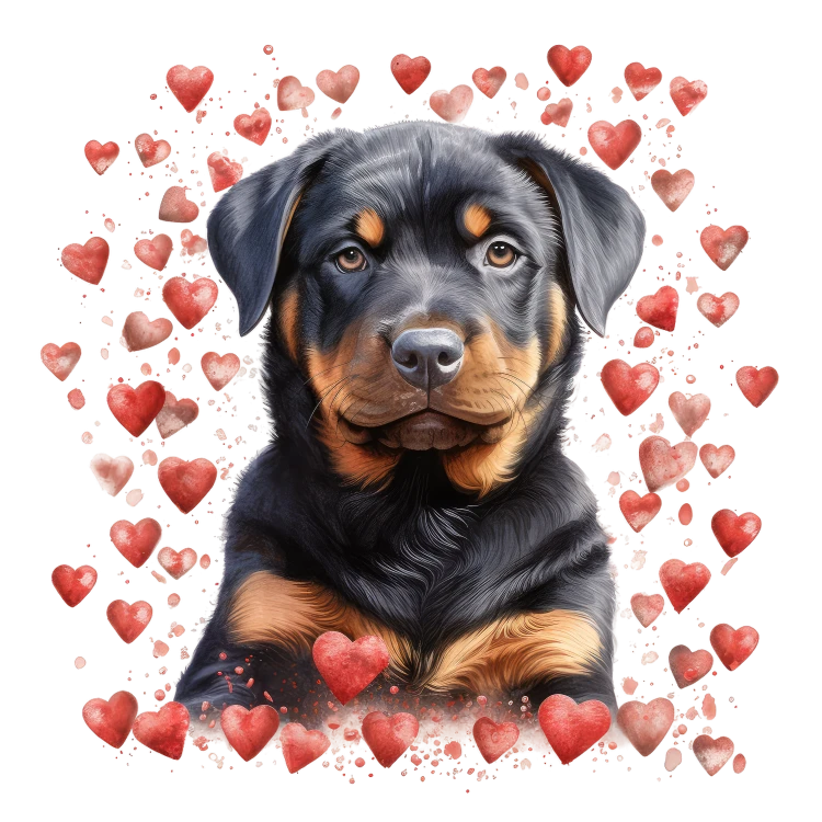 Piesek i serduszka Rottweiler