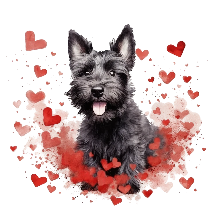 Piesek i serduszka Scottish Terrier