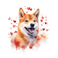 Piesek i serduszka Shiba Inu