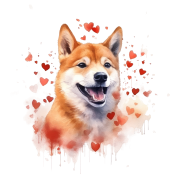 Piesek i serduszka Shiba Inu