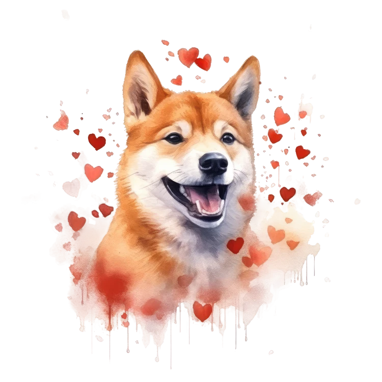 Piesek i serduszka Shiba Inu