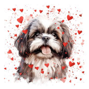 Piesek i serduszka Shih Tzu
