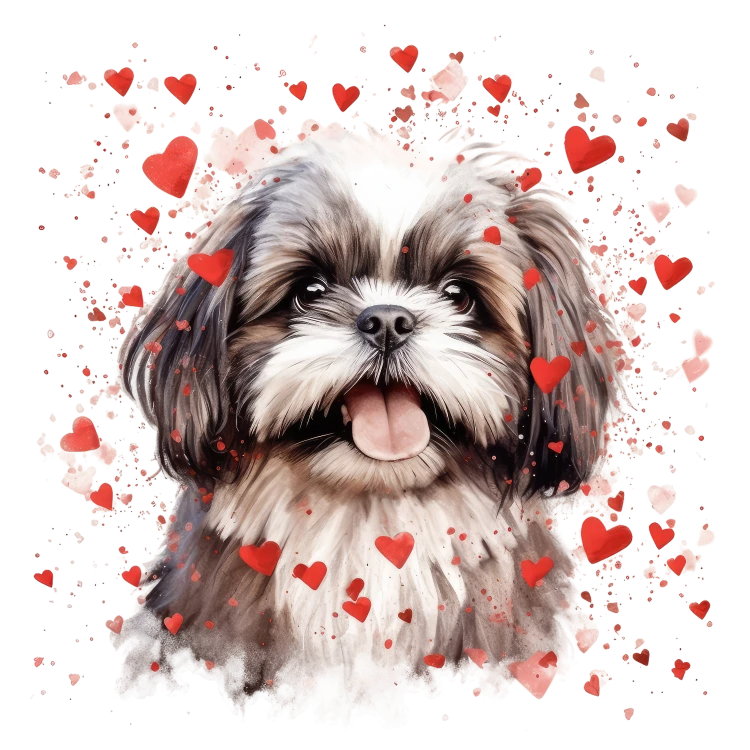 Piesek i serduszka Shih Tzu
