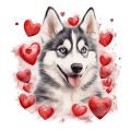 Piesek i serduszka Siberian Husky